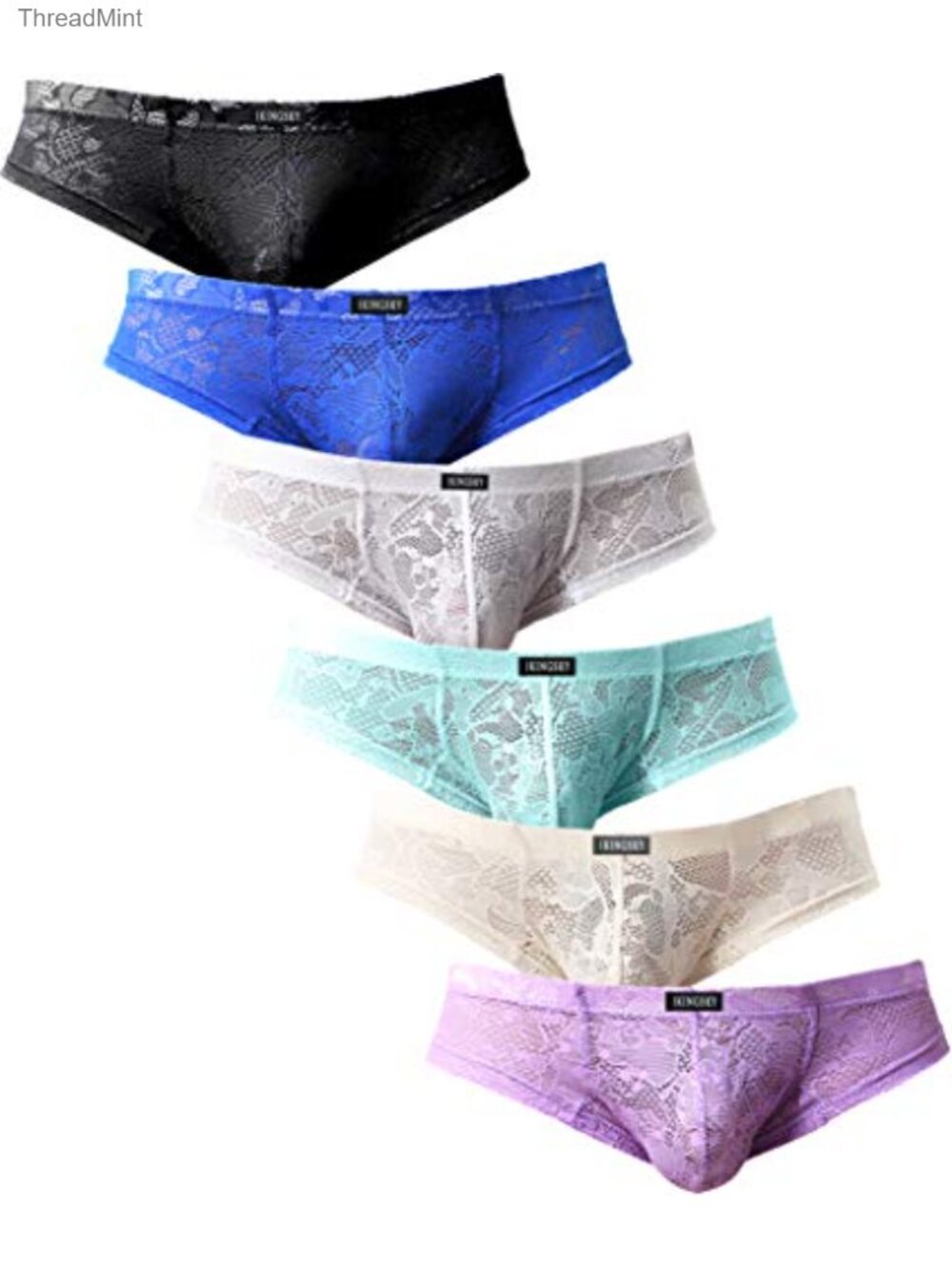 Men's Cheeky Thong Boxer Briefs Breathable Lace Panties Sexy Underwear